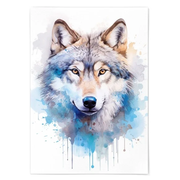 Wolf Portrait Watercolor Wall Art Illustration Print Poster Unframed - Picture 7 of 7